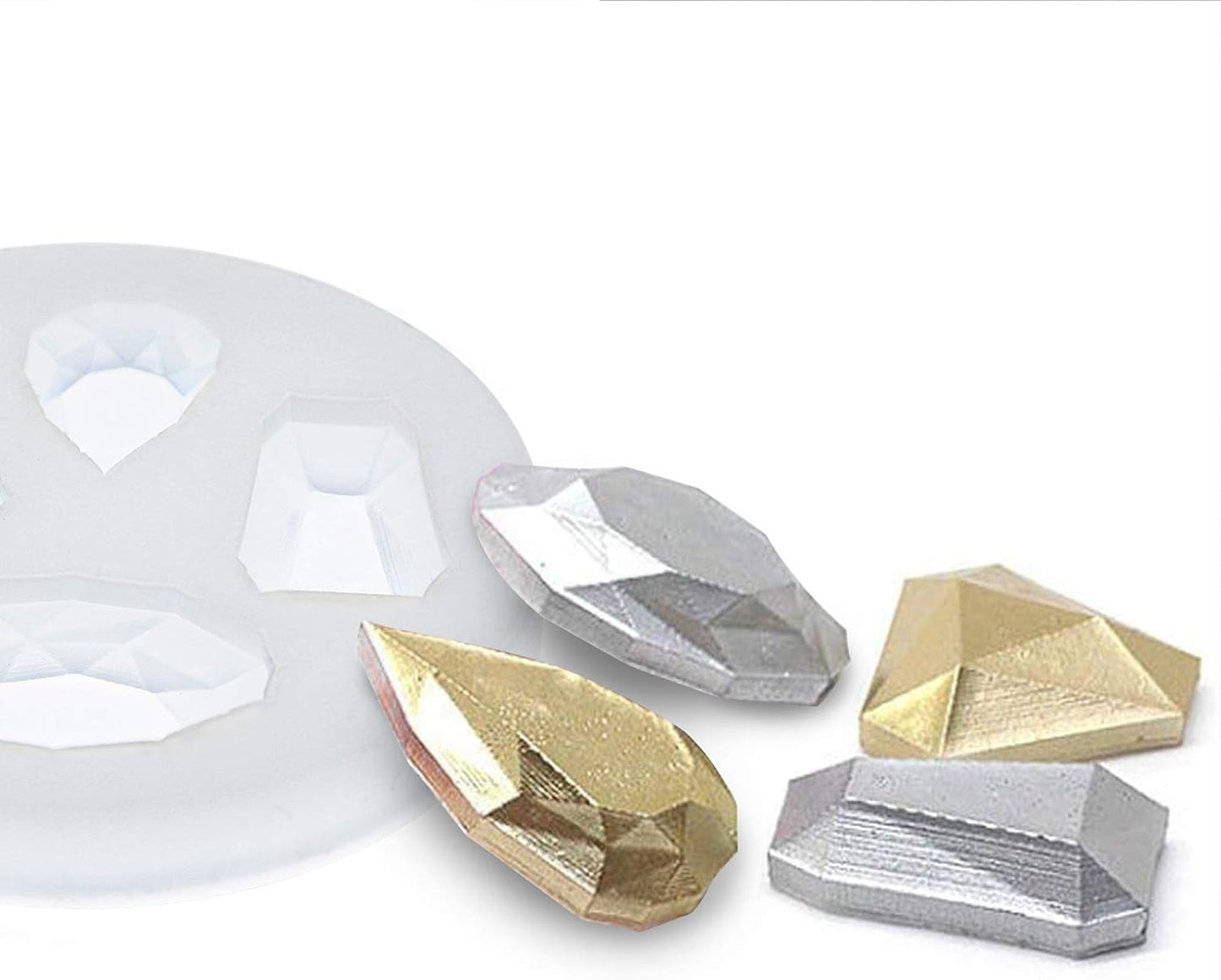 Mini Gems Silicone Mold for Cake Decorating, Crafting, Polymer Clay, Resin Epoxy 4-Cavity