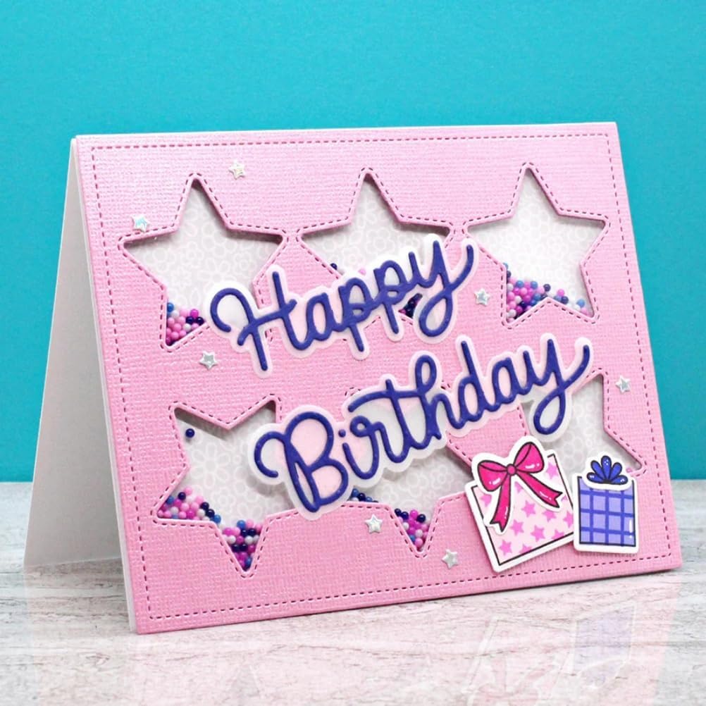 Metal Cutting Dies DIY Embossing Stencil Template Scrapbooking Card Making Mold Photo Album Arts Crafts Tools (Happy Birthday- 9.5x5.9cm)