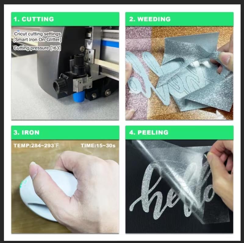 Silver Glitter HTV Heat Transfer Vinyl Rolls- 10" x 8ft. Glitter HTV Silver for Shirts. Iron on Vinyl and Heat Transfer Vinyl for All Cutters Machines. Easy to Cut & Weed Heat Vinyl Designs