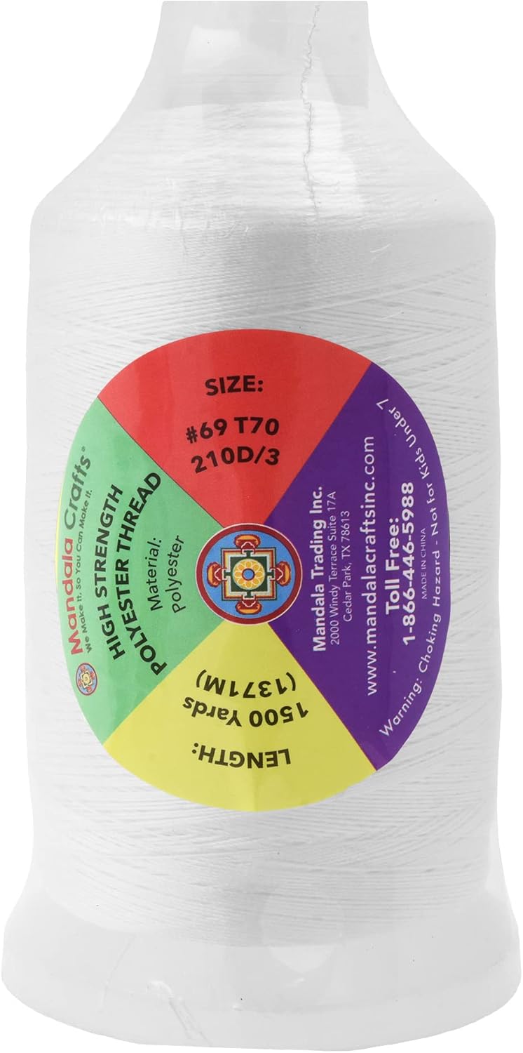 Mandala Crafts Heavy Duty Thread - 6000 Yds Tex 70 Polyester - Black and White