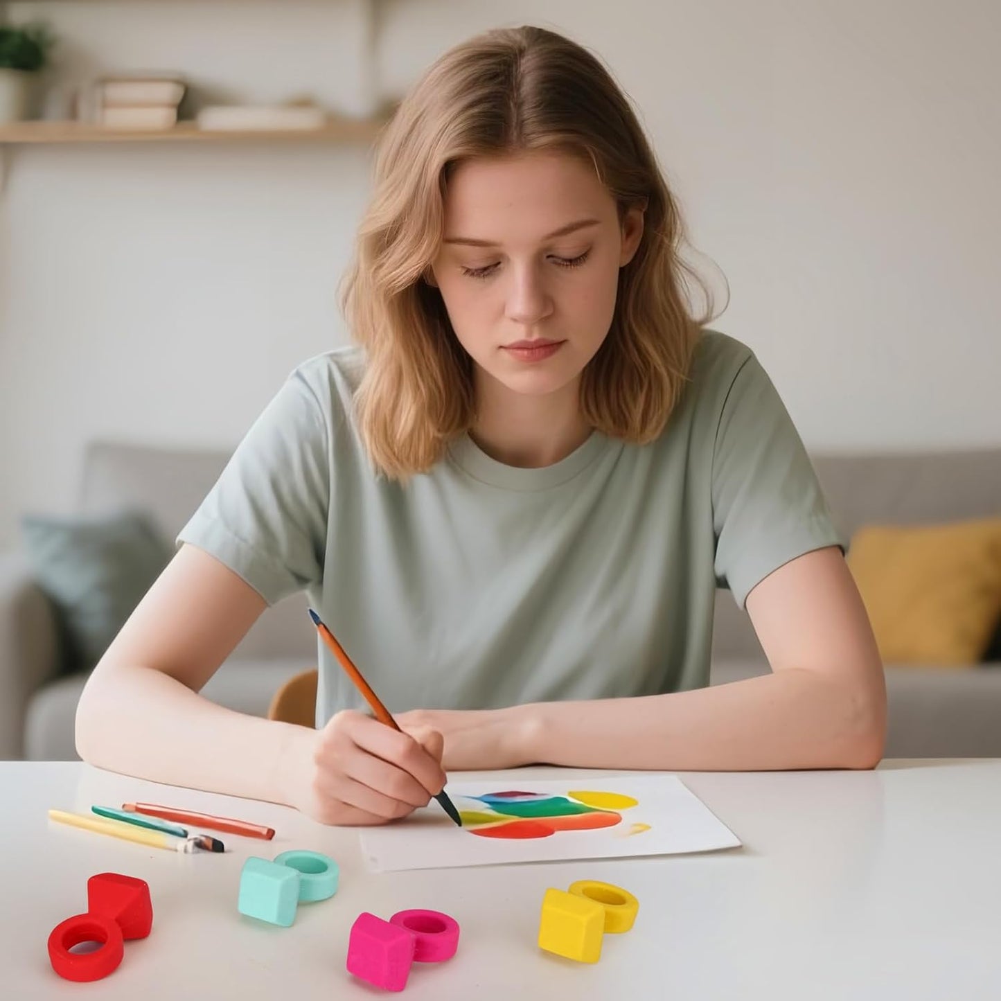 16 Pcs Eraser，Ring Erasers, 4 Assorted Colors, Funny Cute Rubber Erasers, Ring Shaped Pencil Eraser for Teachers, Office Use