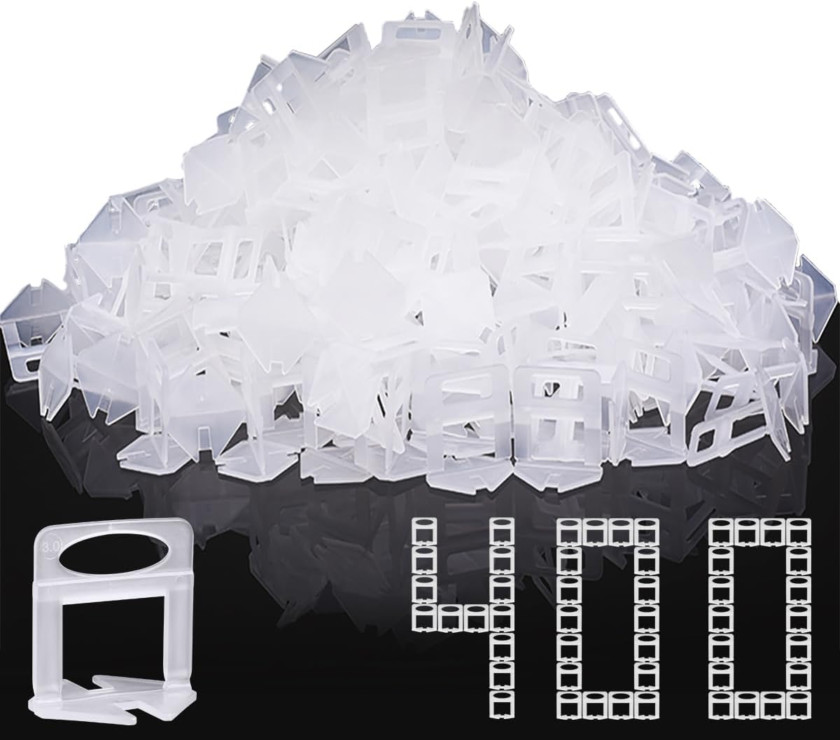 DGSL Tile Leveling System, 400-Piece Tile Spacers Clips 1/8 Inch Tile Tools, Tile Installation Tools for Professional Ceramic Tile and Stone Installation