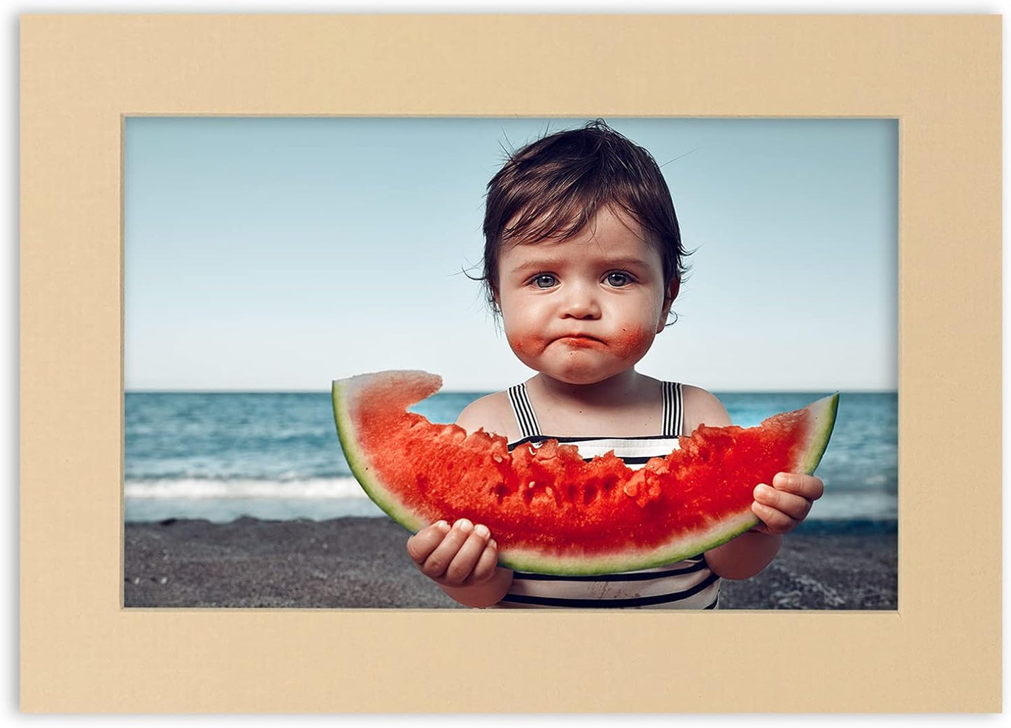 8x10 Mat Bevel Cut for 5.5x8.5 Photos - Acid Free Beige Precut Matboard - For Pictures, Photos, Framing - 4-ply Thickness