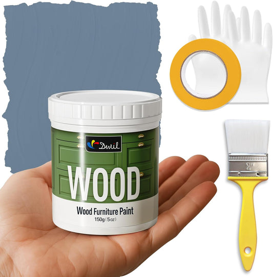 DWIL Matte Finish Furniture Paint - 5 Oz Wood Paint for Cabinets, Doors, Tables, and Dressers Refinishing - Water-Based, Non-Toxic & Odorless, Easy to Apply(Blue Grey)-Trial Pack