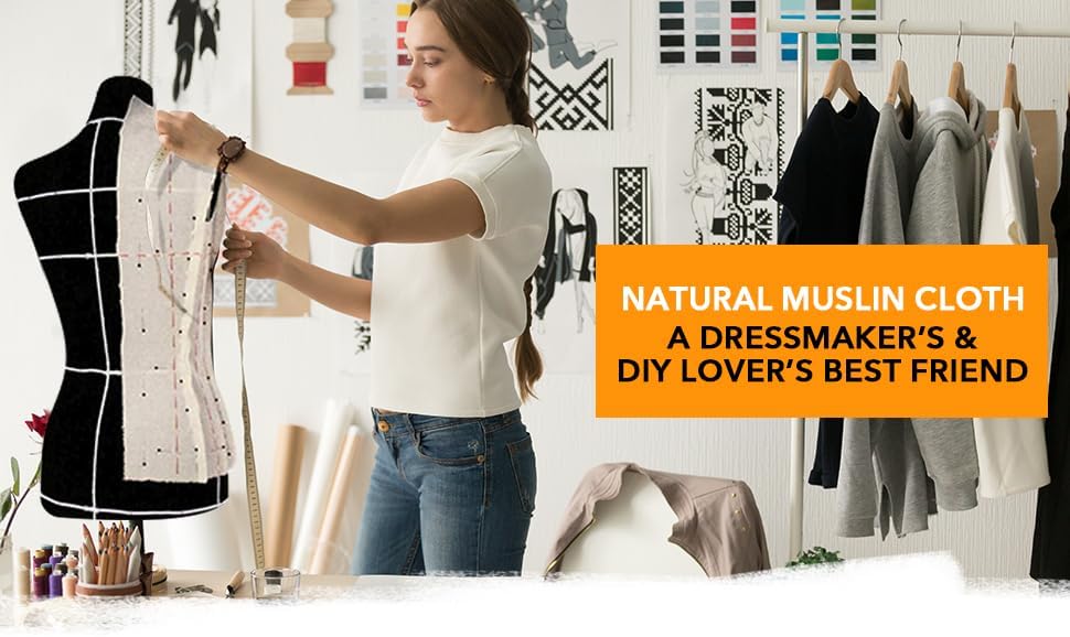 AK TRADING CO. Muslin Fabric/Textile Unbleached - Draping Fabric - Natural 2 Yards Medium Weight - 100% Cotton (63in. Wide)