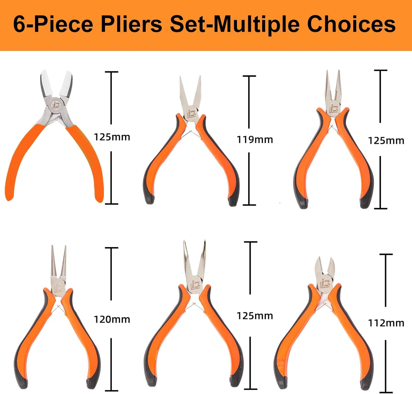 6PCS Jewelry Pliers Set with Acrylic Pallet, Needle Nose Pliers, Wire Cutters, Nylon Jaw Pliers etc. Jewelry Making Kit Tools for DIY Jewelry Repair, Wire Wrapping, Beading and Earring Crafts