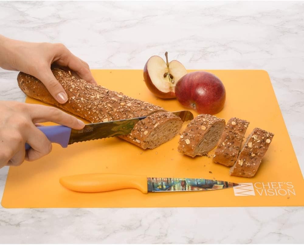 Chef's Vision Flexible Cutting Mats - Set of 6 Non-Slip, Color-Coded Kitchen Mats - 15' x 12' Flexible Cutting Boards for Safe, Easy Food Preparation