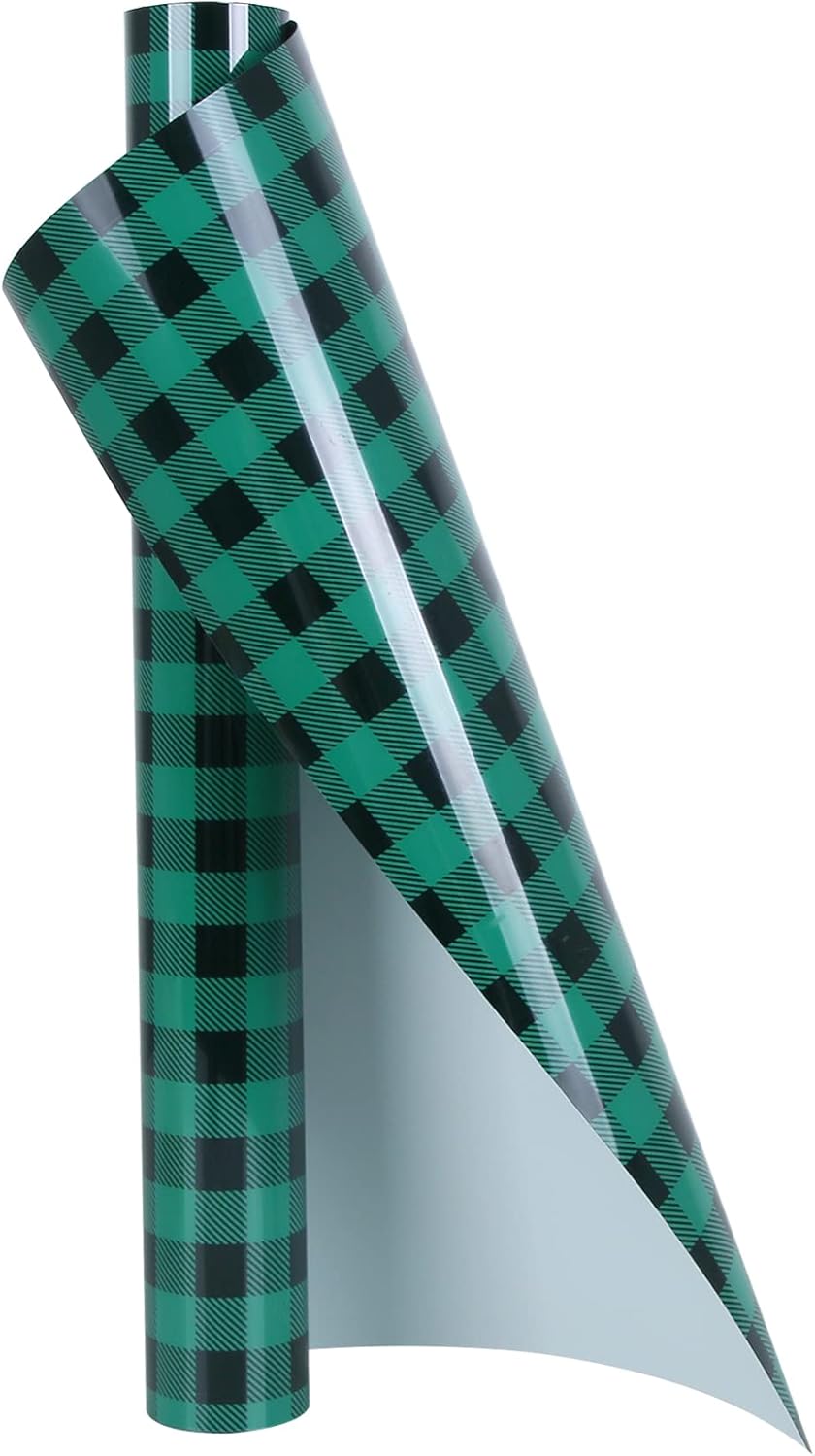 TORC Green Black Buffalo Plaid HTV Vinyl 12 inch x 5 ft, Check Heat Transfer Vinyl Iron on Transfers