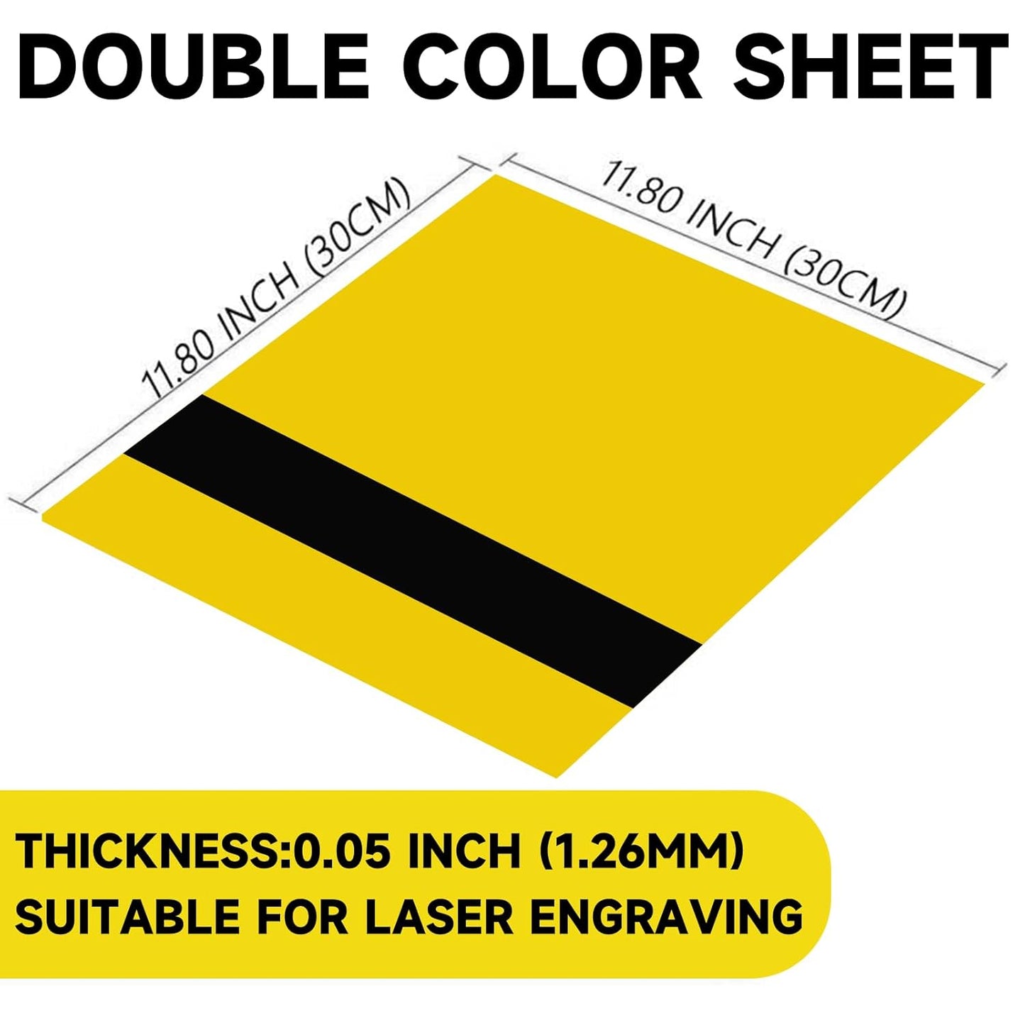 5PCS Laser Engraving Double Color ABS Plastic Sheet,Two-Tone Laserable Engraving Plastic Sheets for Name Badge,Office Label,Laser Artistic Product,Size 11.73" x 11.73",Yellow/Black