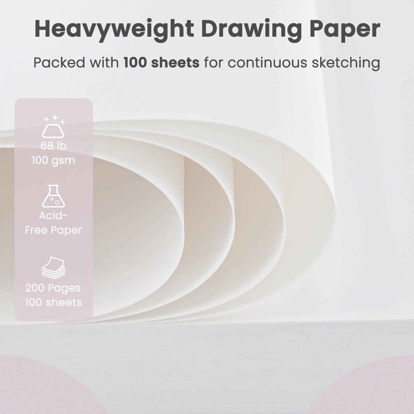 Cute Sketch Book for Kids Ages 8-12 Girls, 1 Pack-100 Sheets Purple Sketch Book 9x12, 68lb/100gsm Cute Sketchbook for Girls, Spiral Sketch Pads for Drawing, Art Supplies for Teens.