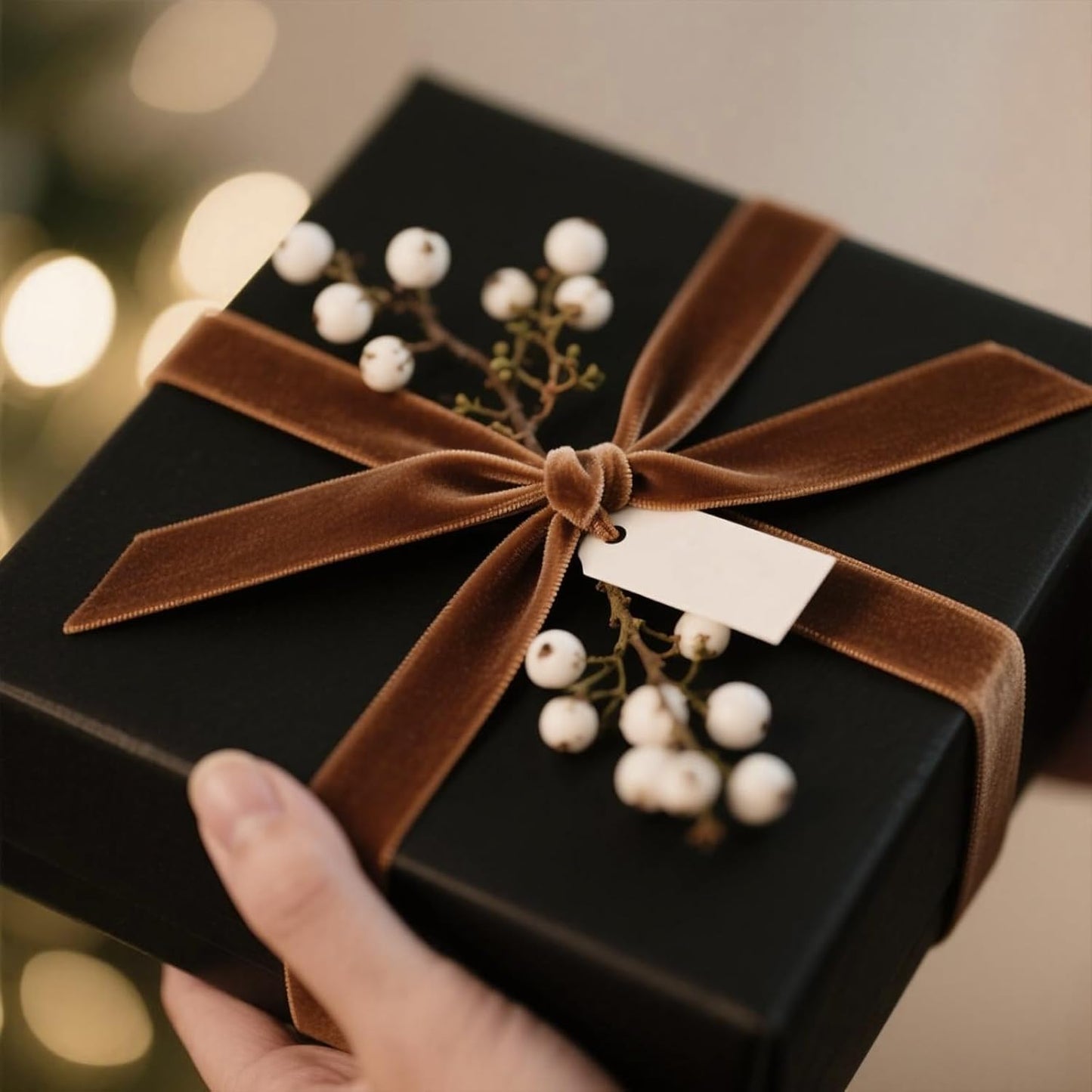 LaRibbons Thin Velvet Ribbon 3/8 Inch x 25 Yards, Copper Velvet Ribbon for Christmas Tree, Gift Wrapping, Wreath Bow, Outdoor Decoration