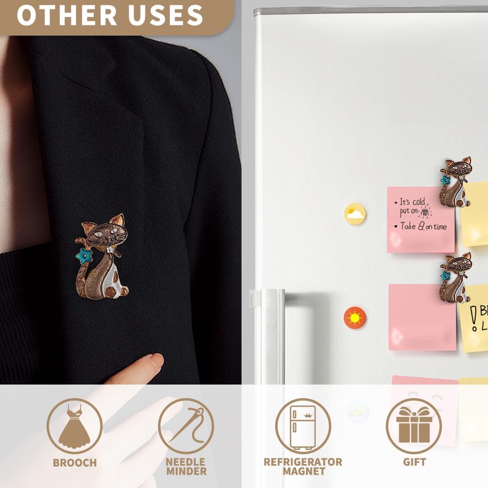 Needle Minder Magnet, Magnetic Needle Minder, Needle Minders Magnetic Cross Stitch Accessories, Magnetic Needle Holder, Life Tree, Butterfly, Cats, Owl, Heart (CAT)