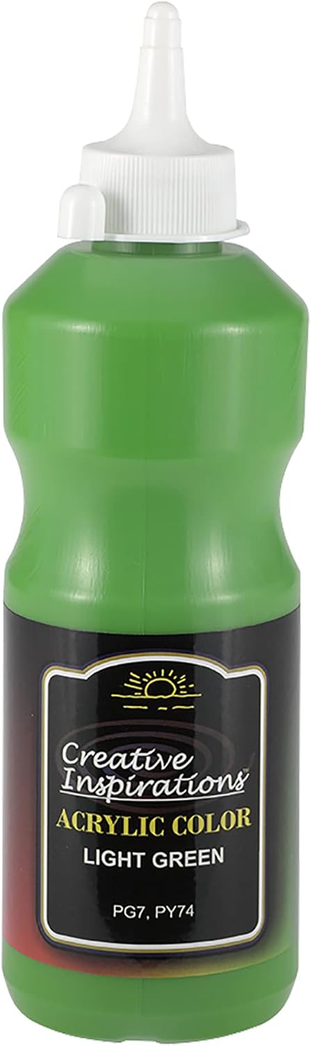 Creative Inspirations Acrylic Paint - Light Green - 500 mL Bottle - Smooth & Creamy Consistency, Vibrant Pigmentation, Great Coverage for Artists - Clean Up with Soap & Water