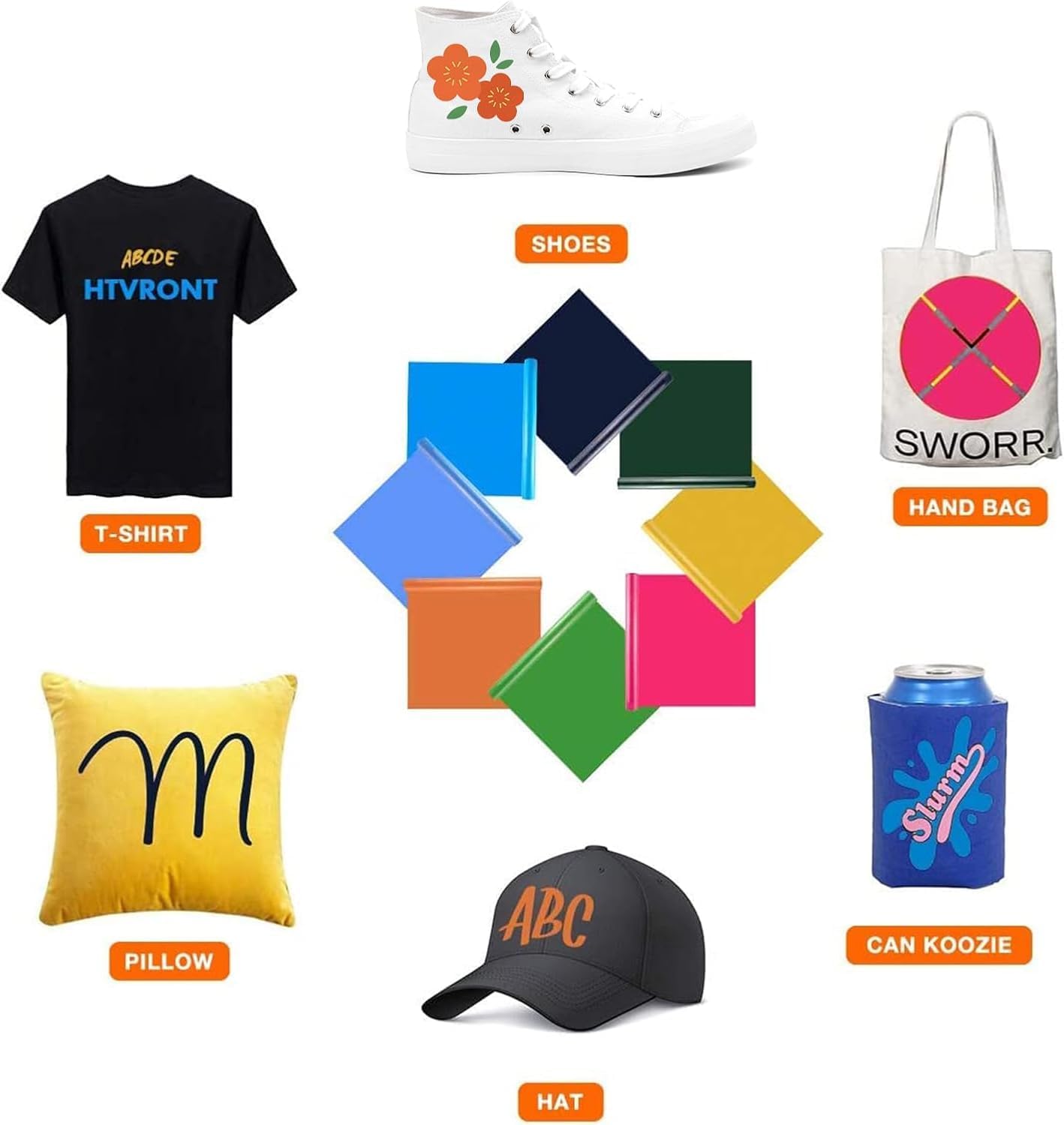 HTVRONT Reflective HTV Heat Transfer Vinyl Roll - 12" x 8ft Reflective Iron on for Shirts, Reflective HTV for Cricut & Cameo - Easy to Cut & Weed for Heat Design (Reflective Rainbow)