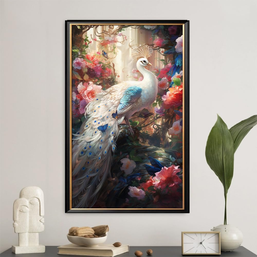 Leczany Cross Stitch Stamped Kit for Adults or Kids - Peacock | DIY Embroidery Starter Patterns Craft Kit Needlepoint for Beginner | 11CT, 3 Strands | 15x24 inches