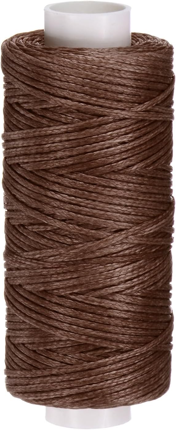 uxcell Leather Sewing Waxed Thread, 55 Yards / 50m 0.8mm 150D Flat Polyester All-Purpose Threads for Leather Crafts, Bookbinding, Dark Brown