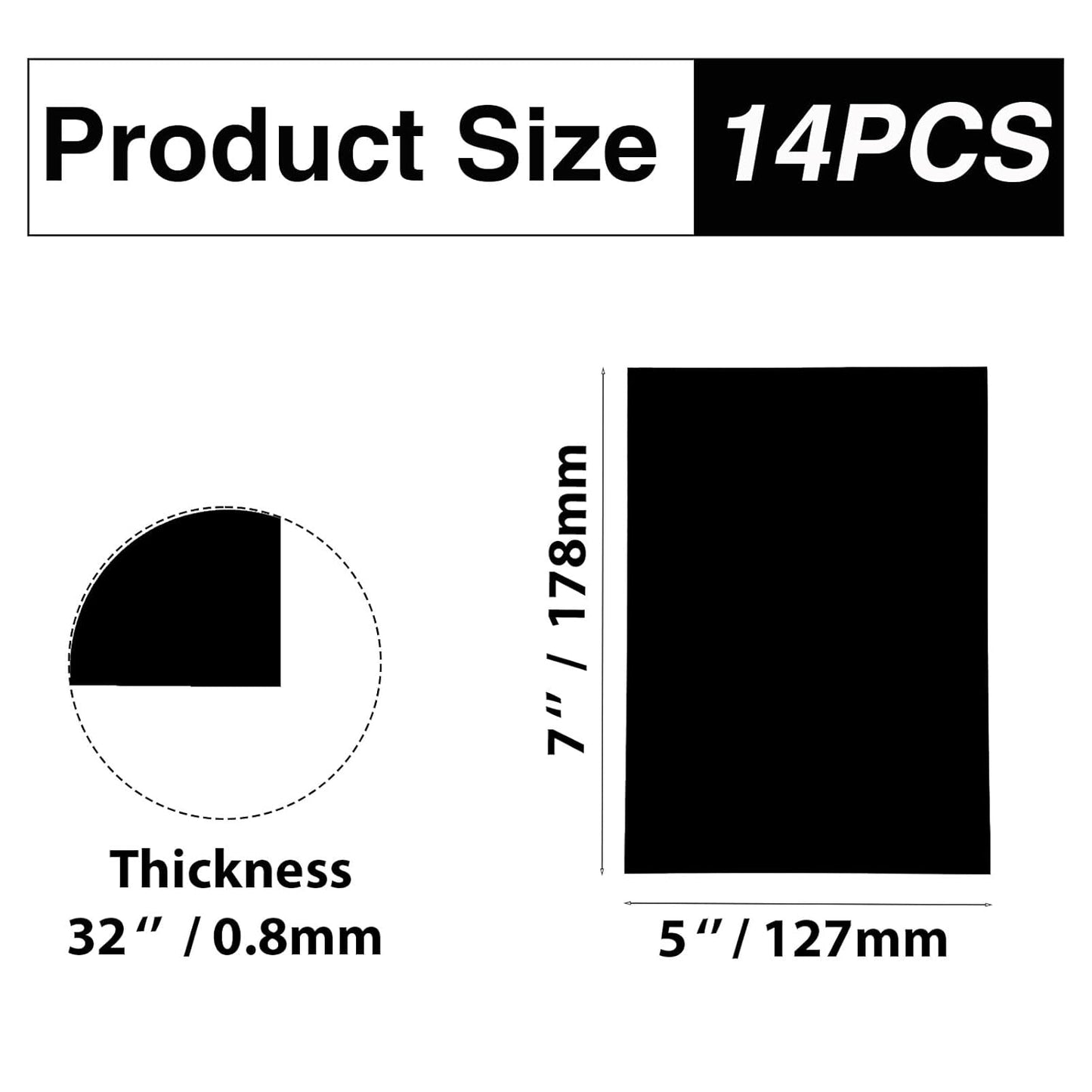 14Pcs Mixed Anodized Aluminum Sheets 5" x 7" x 1/32" (0.8mm), 2 of Each: Black, Golden, Silver, Gray, Red, Blue, Rose-Gold, Corrosion-Resistant for Laser Engraving & DIY Crafting