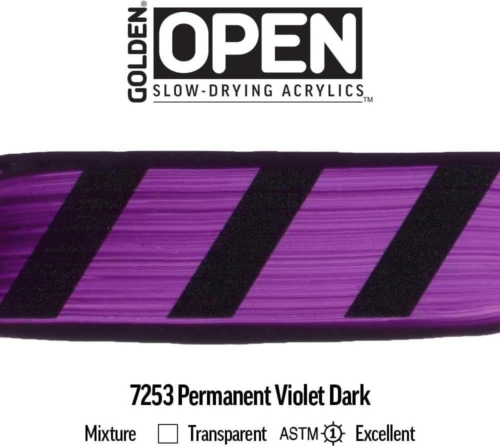 OPEN Slow-Drying Acrylics by GOLDEN, Permanent Violet Dark, 2 fl oz. tube, Professional Acrylic Paint, Transparent