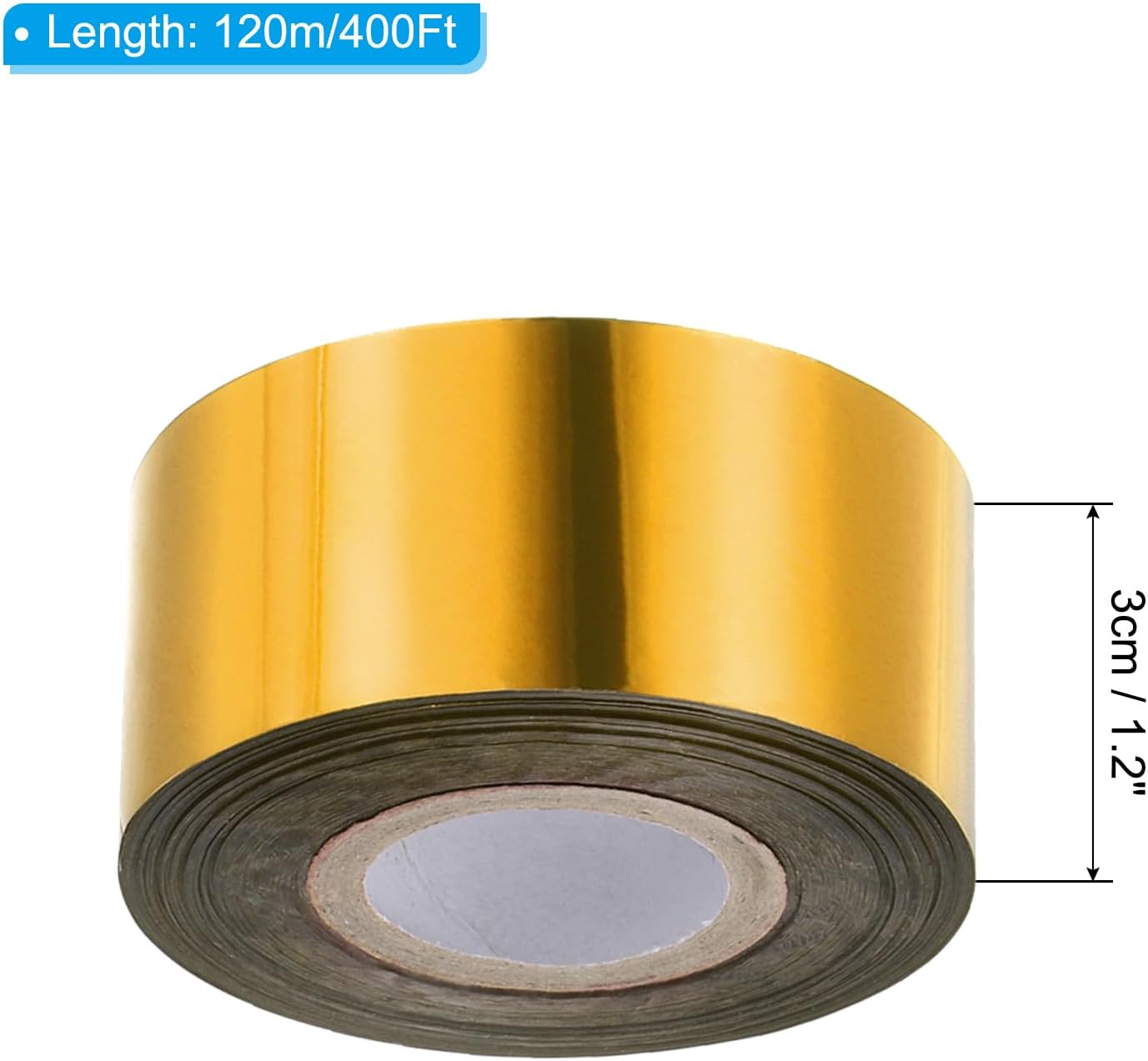 PATIKIL 1.2"x400Ft Hot Stamping Foil Paper,Heat Transfer Hot Stamping Paper Foil Roll for Leather DIY Logo Decor Craft Gift Card Package Scrapbook,Gold