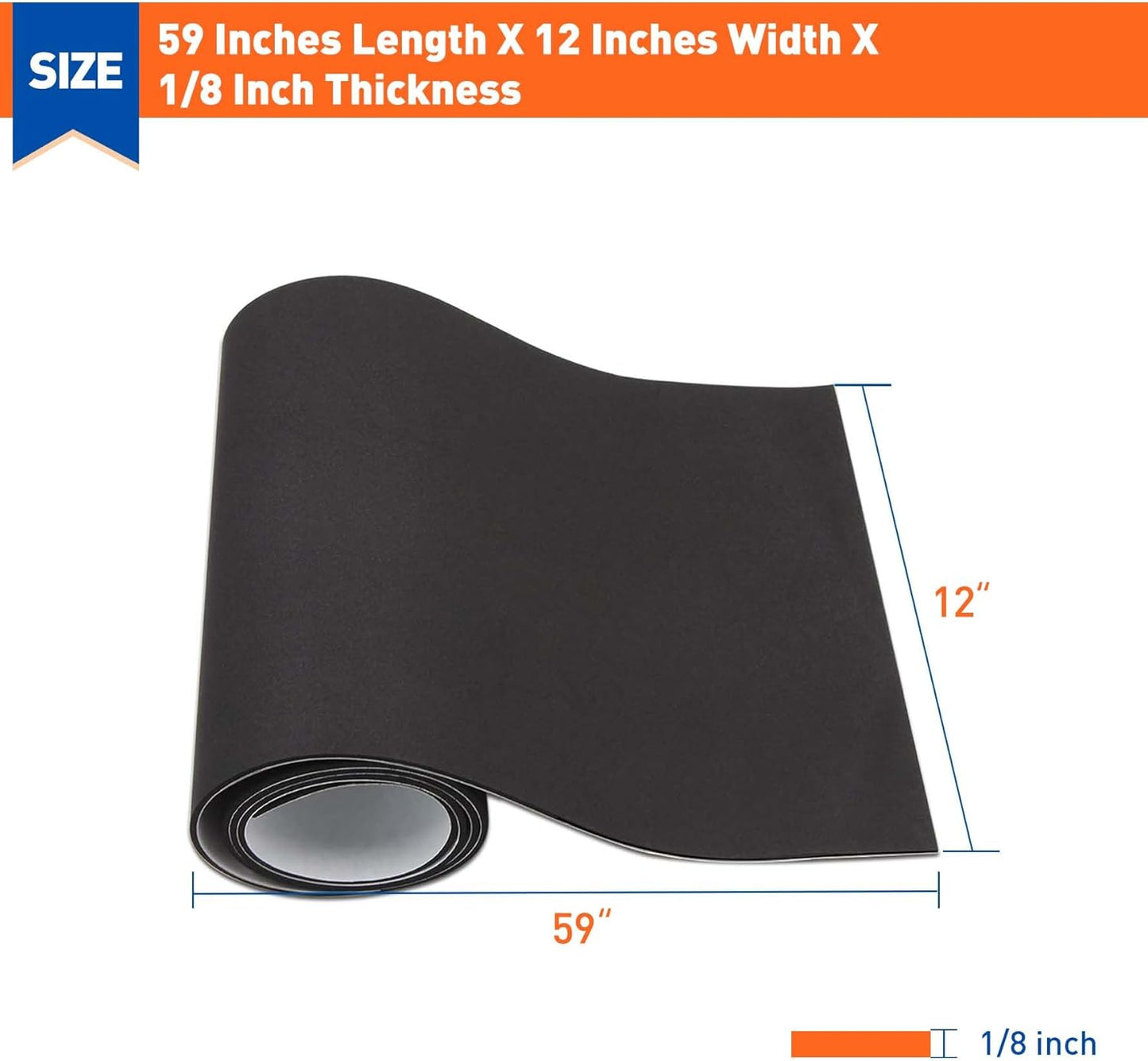 MAGZO Adhesive Foam Padding 1/8 Inch Thick x 12 Inch W x 59 Inch L, Black Thin Neoprene Sheets, Closed Cell Foam Sheet Roll