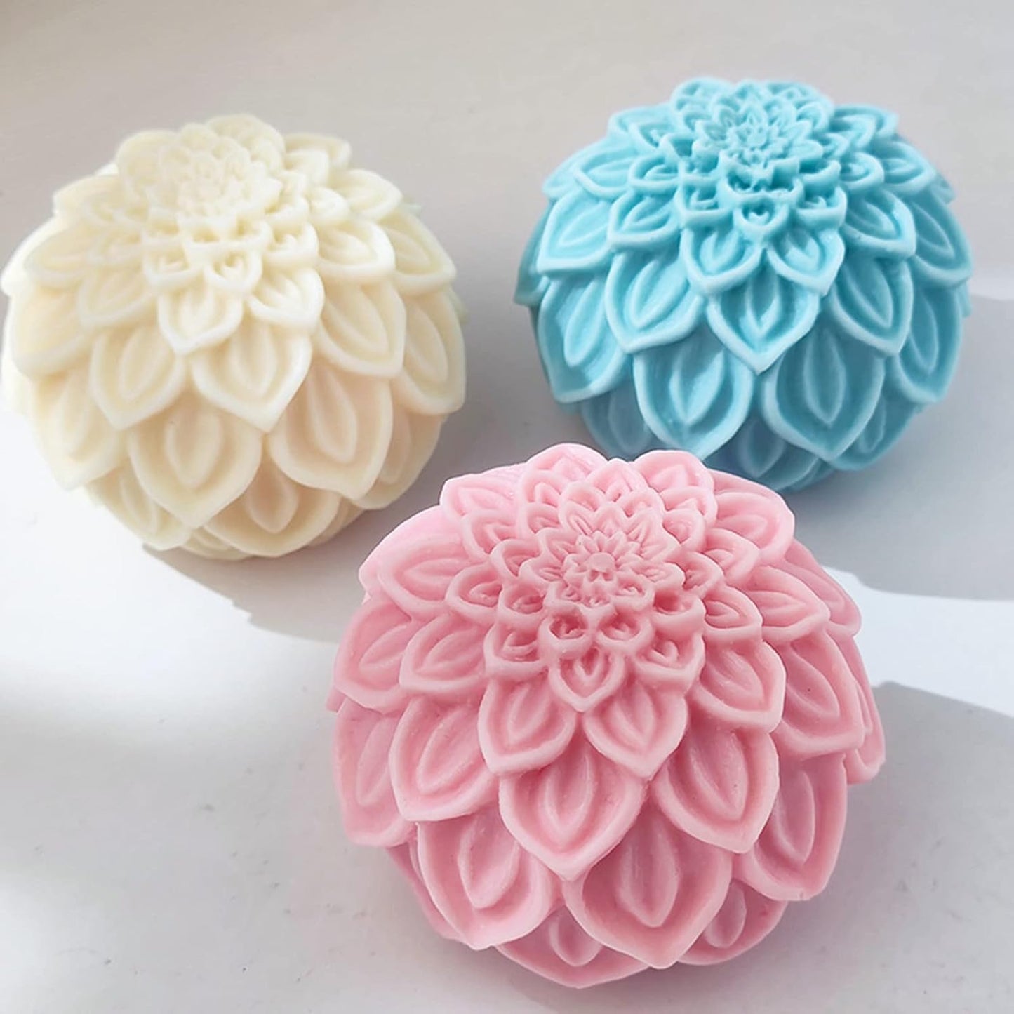 Nasturtium Ball Candle Silicone Mold Lotus Petal Flower Soap Mold for Fondant,Chocolate,Candy, Bath Bomb,Epoxy Resin,Plaster, Polymer Clay