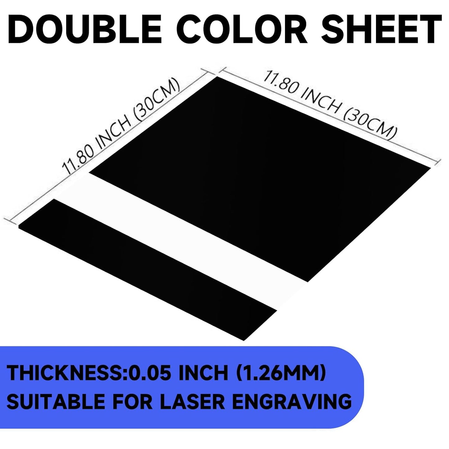 5PCS Laser Engraving Double Color ABS Plastic Sheet,Two-Tone Laserable Engraving Plastic Sheets for Name Badge,Office Label,Laser Artistic Product,Size 11.73" x 11.73",Black/White