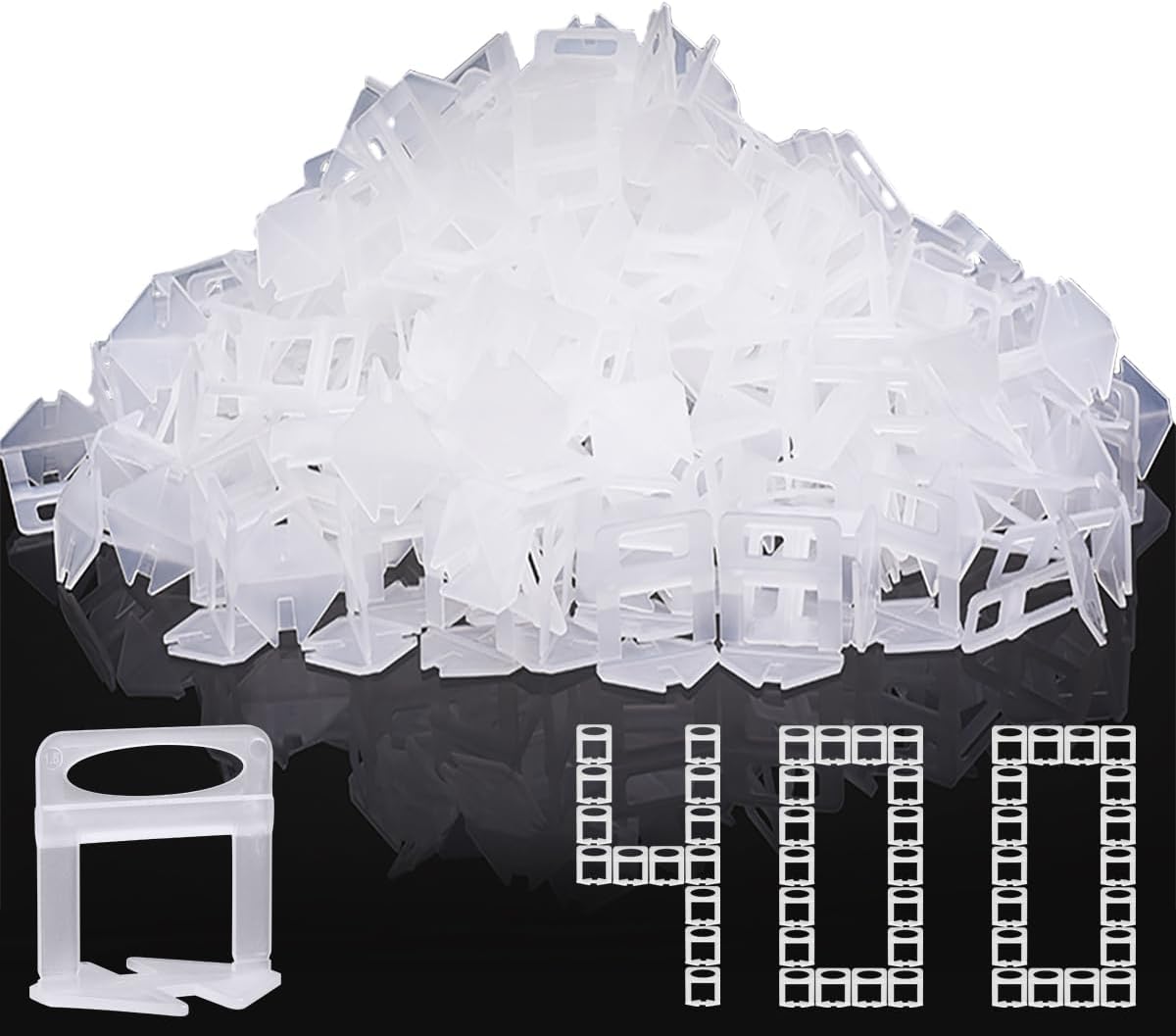 DGSL Tile Leveling System, 400-Piece Tile Spacers Clips 1/16 Inch Tile Tools, Tile Installation Tools for Professional Ceramic Tile and Stone Installation