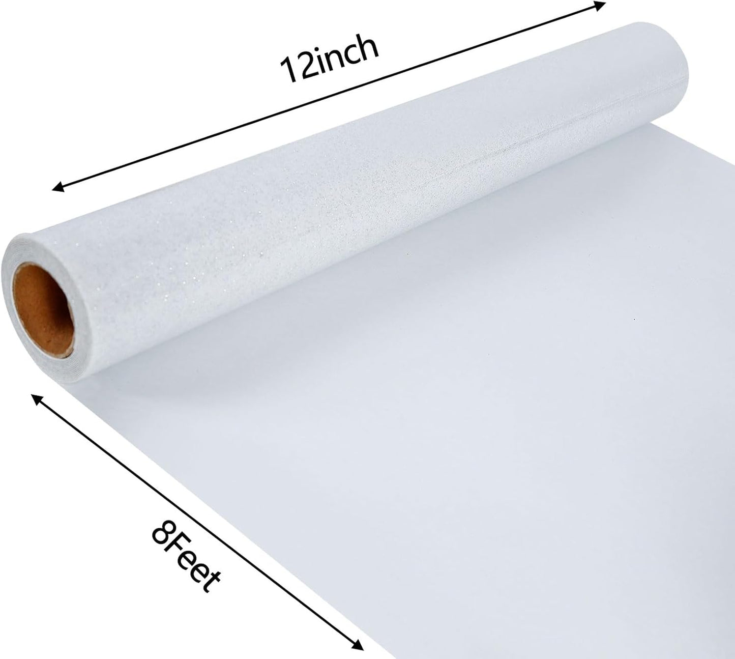 FUNKAKA Glitter White HTV Heat Transfer Vinyl Rolls, 12" x 8ft PU Iron on Vinyl for T-Shirt White Glitter HTV Vinyl for All Cutter Machines Easy to Cut & Weed for Heat Vinyl Design