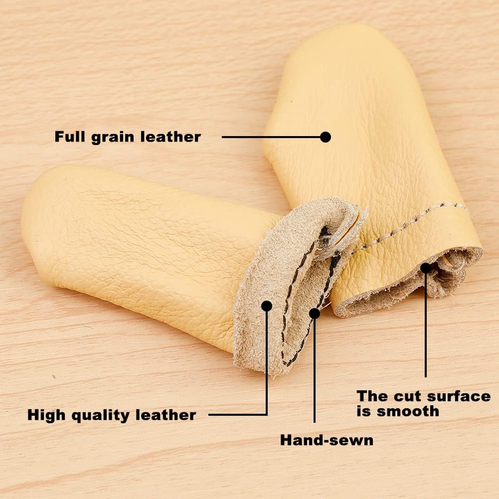 3 Pairs Leather Finger Protector Needle Felting Knitting Finger Thimble Guards Tools for Hand Craft Sewing Needlework Handmaking(Random Color)