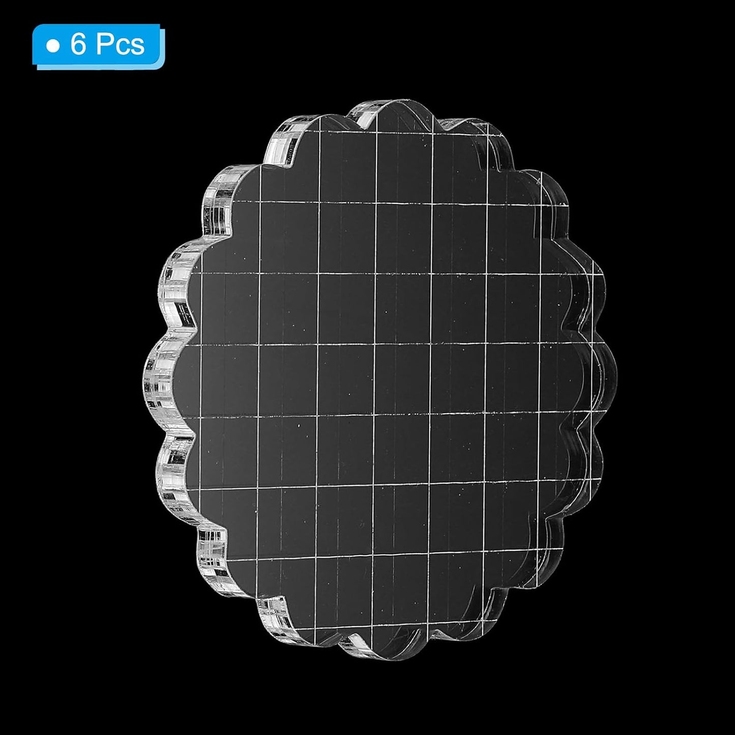 PATIKIL 3" Acrylic Stamp Block, 6Pcs Clear Stamping Block with Grid Lines Decorative Mounting Blocks Round for Scrapbooking DIY Crafts Card Making