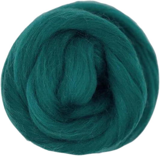 Revolution Fibers Dyed Corriedale Wool | 8.2 Ounces of Premium Combed Wool Top | 26 Micron, 100% Pure Corriedale Wool Roving, Ethically Sourced (Mallard Green)