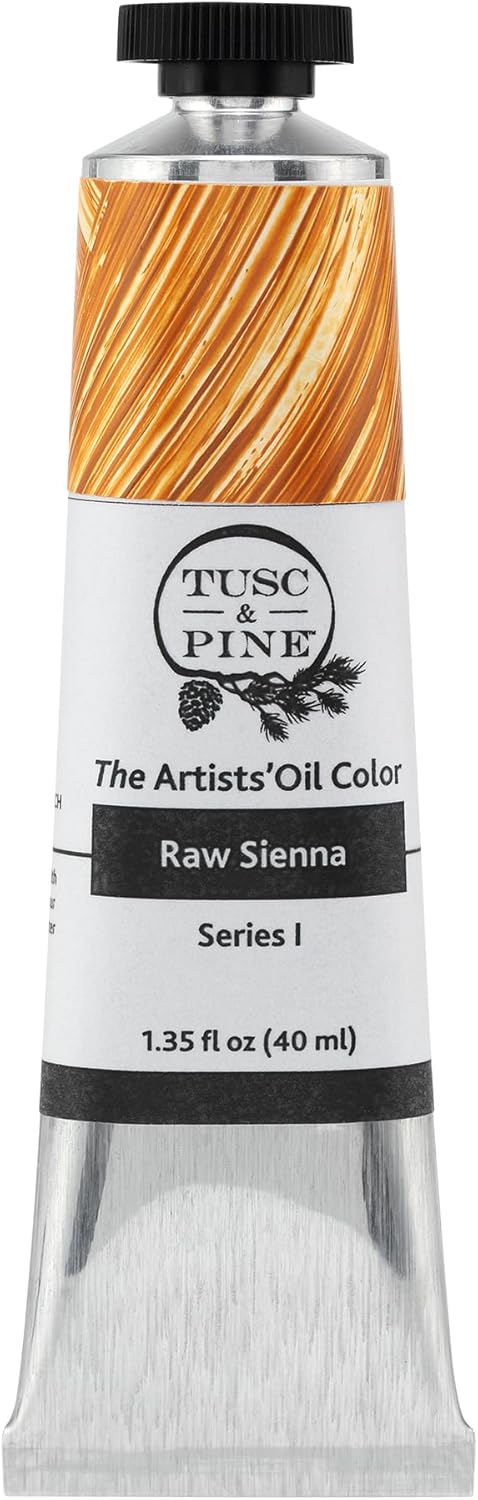 Tusc & Pine Artist Oil Paint - Raw Sienna, 40 ml, Non-Yellowing, Rich & Creamy Consistency, Maximum Pigment Load, Small Batch Milled Oil Paints Made in the USA for Professional Artists