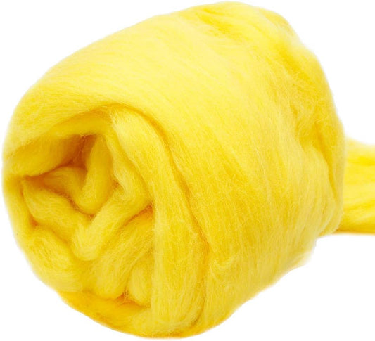 3.53oz Wool Roving Yarn, Wool Felting Supplies, Pure Wools, Chunky Yarn, Spinning Wool Roving for Needle Felting Wet Felting DIY Hand Spinning (Bright Yellow)
