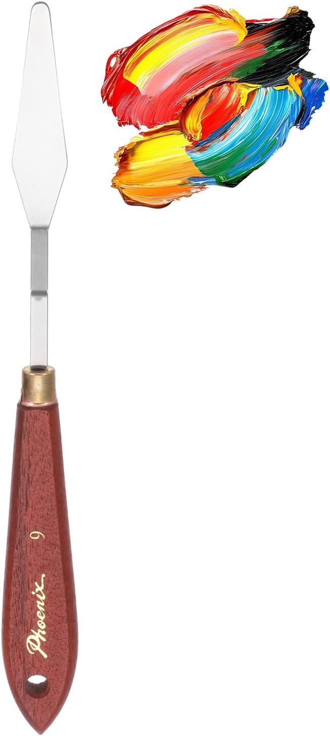 MECCANIXITY Pack of 1 Palette Knife No.9, 8.4" Long Palette Knives with Stainless Steel Flexible Spatula Pallet Knife and Wood Handle for Scraping, Mixing, Oil Acrylic Painting Canvas