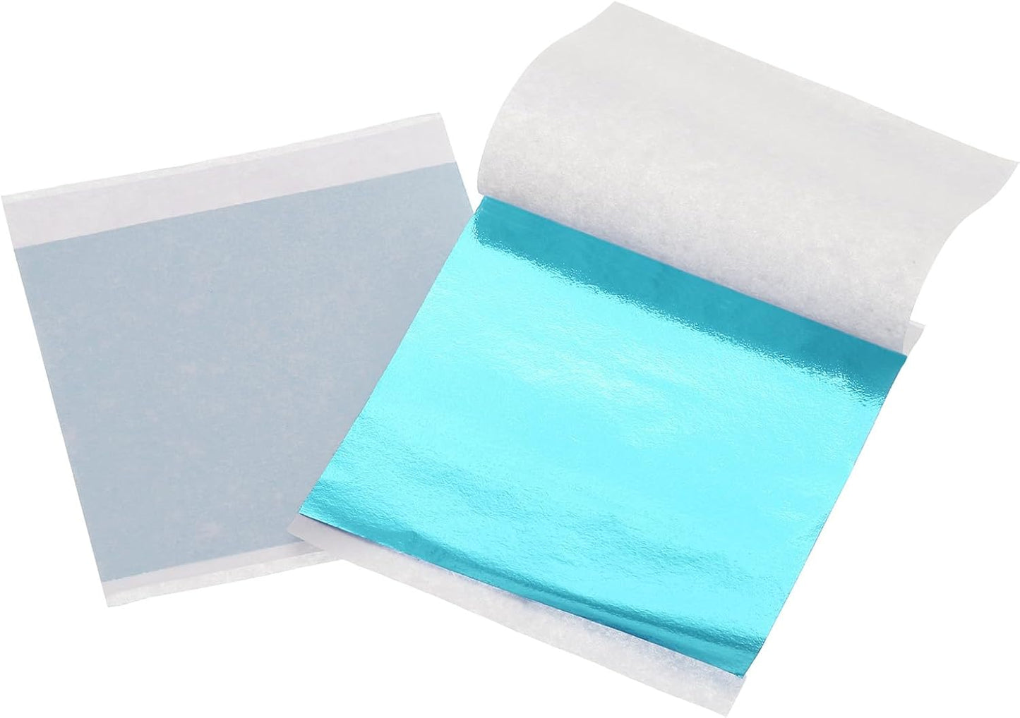 uxcell 100pcs Leaf Sheets, 3.5" x 3.5" Foil Sheets Paper Sheets for DIY Crafts Painting Nails Resin Furniture Decoration(Light Blue)