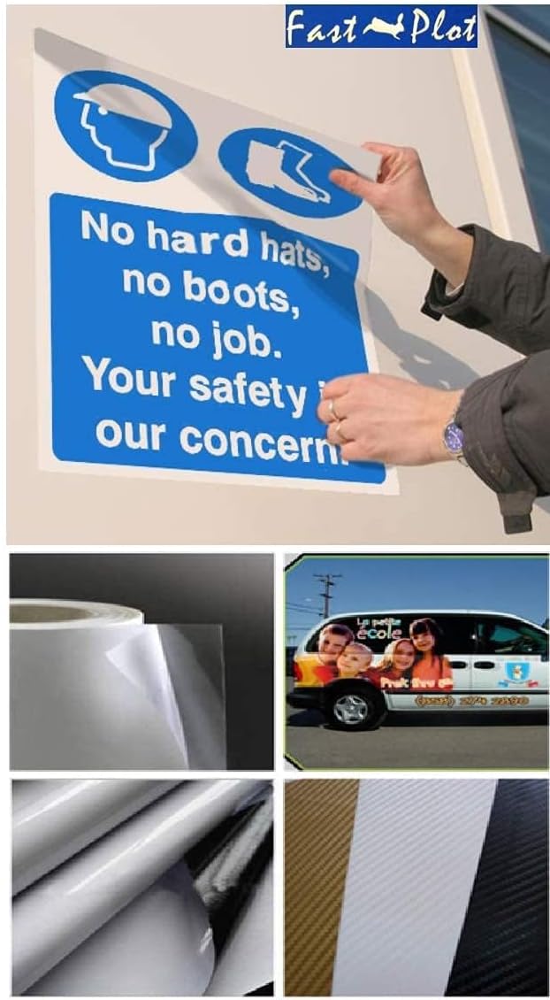FastPlot Self Adhesive Vinyl - Waterproof 4mil - 36inch x 60ft Roll - 3inch core