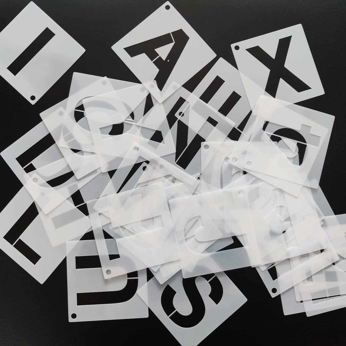 6 in Alphabet Number Stencils for Painting, 42 Pcs Reusable Letter Stencils for DIY Project Art Craft Spray Painting Templates Interlocking Stencil Kits for Wood Signs, Wall Art