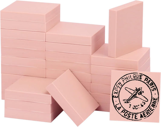 60 Pcs 2"x2" Rubber Carving Blocks, Linoleum Blocks, Stamp Carving Blocks for Printmaking, Linocut Artists, Crafts and More,(Pink) by KUKLIPJIM.