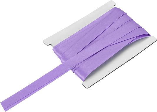 MECCANIXITY Double Fold Bias Tape for Sewing 5/8 Inch x 6 Yards Satin Pre-fold Continuous Binding Tape for Seaming Quilting Hemming Binding DIY Crafts, Light Purple