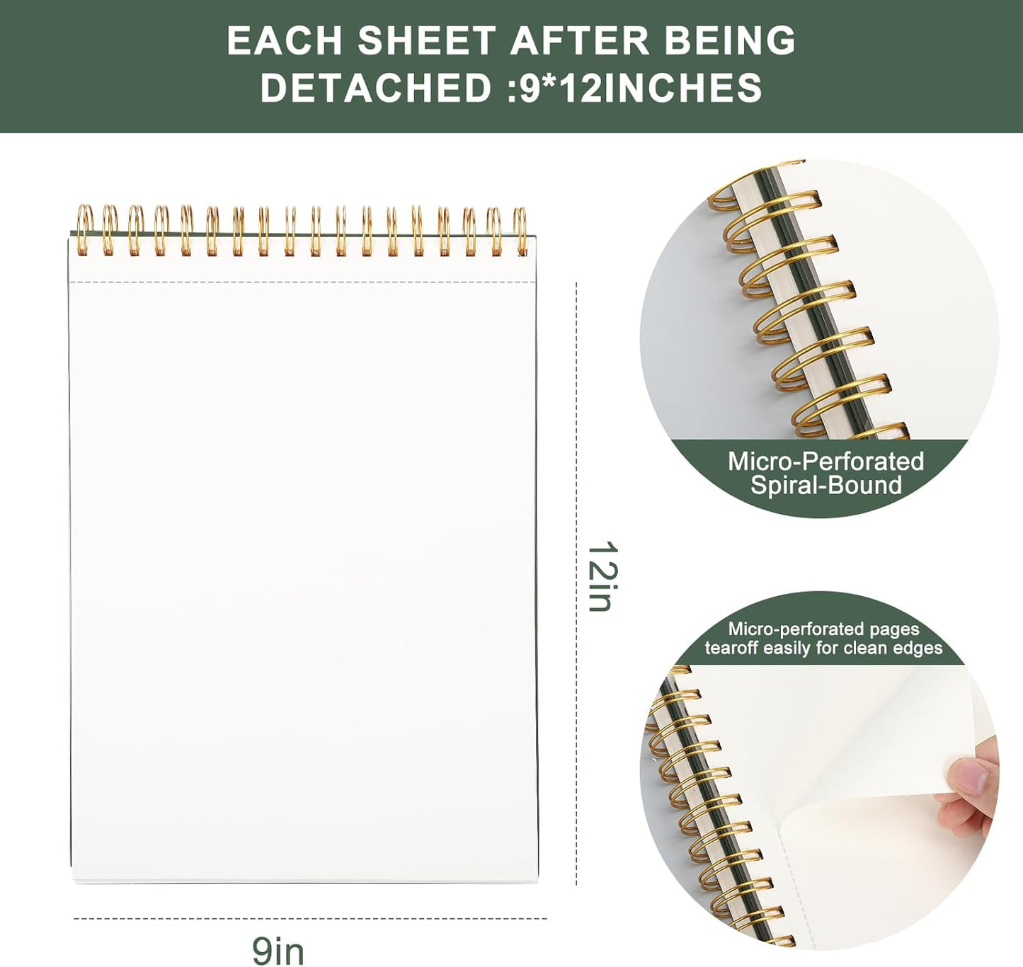 Ddaowanx 9" x 12" Sketch Book, 100 Sheets Spiral Bound Art Sketchbook, (68lb/100gsm) Acid Free Artist Drawing Pad Paper Painting Sketching Pad, Gifts for Kids Adults Beginners