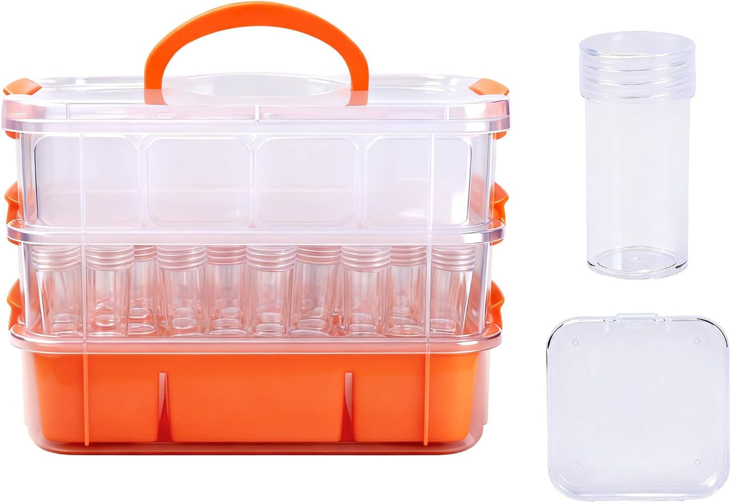 Bead Organizers 3-Tier Stackable Storage Container Box 87 Pcs Diamond Art Storage Plastic Storage Cases Mini Clear Bead Storage Containers for Bracelet Making DIY Jewelry Craft Nail Transparent Boxes