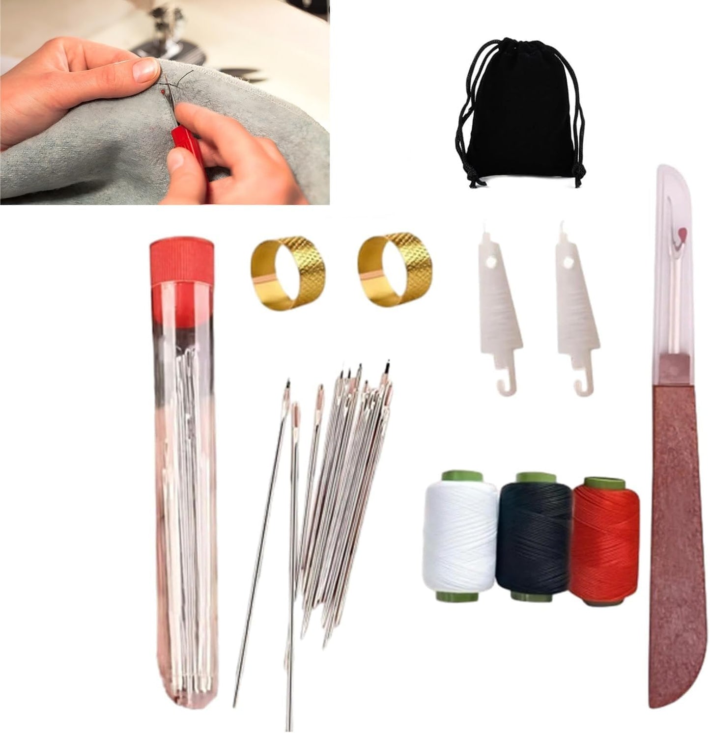 37 Big Eye Steel Sewing Needles Kit, Stainless Steel Hand Sewing Needles for Handcraft Lovers, Professional Steel Needle Set with Large Eye for DIY Sewing Crafts