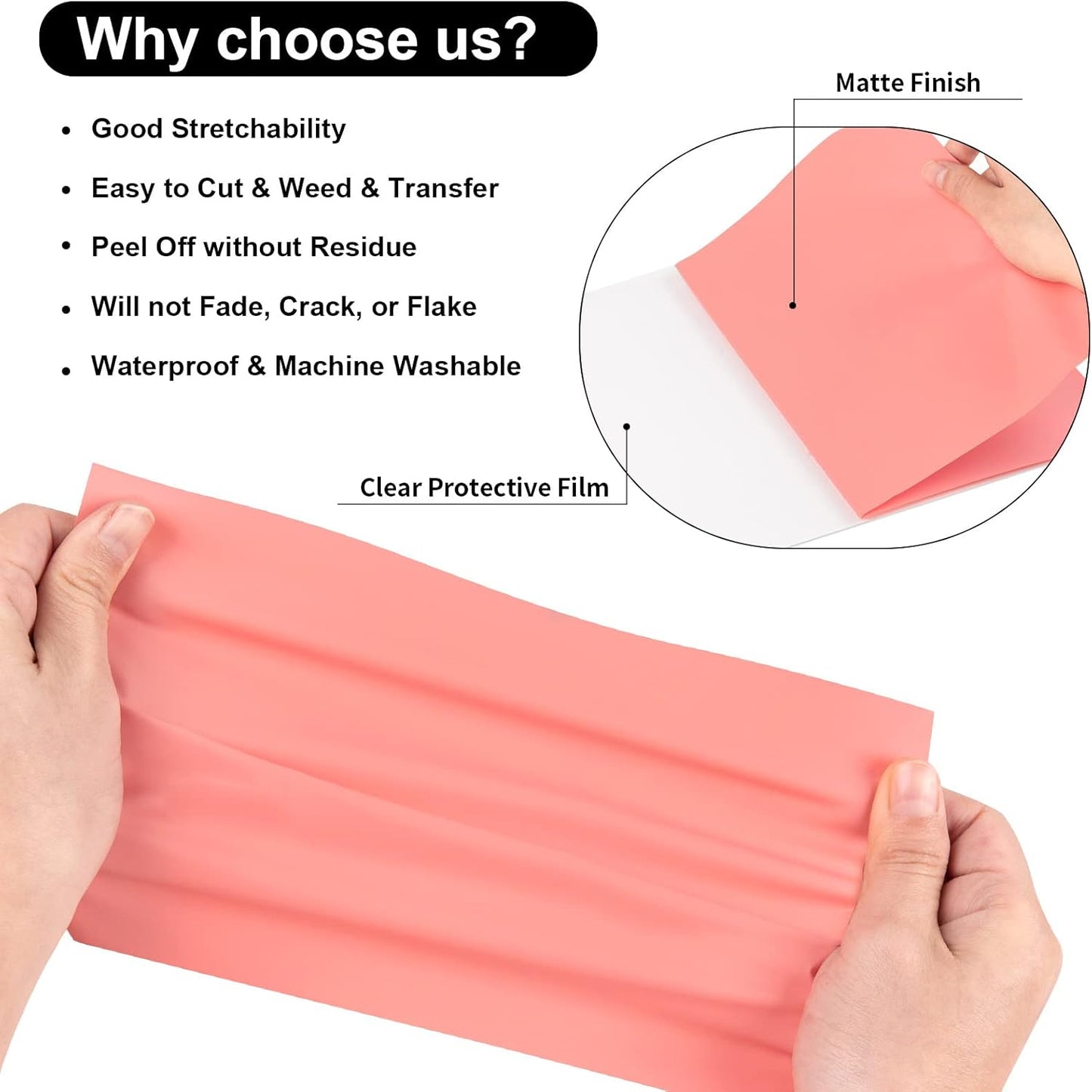 VINYL FROG Heat Transfer Vinyl Roll HTV Vinyl - 12" x5ft Coral Iron on Vinyl for T-Shirts, Heat Press Vinyl for DIY Craft Designs (Coral)