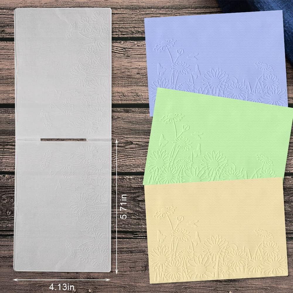 3-D Textured Impressions Daisy Embossing Folder, Background Plastic Embossing Folder Template for Card Making Scrapbooking Paper Craft Album Stamps DIY Décor