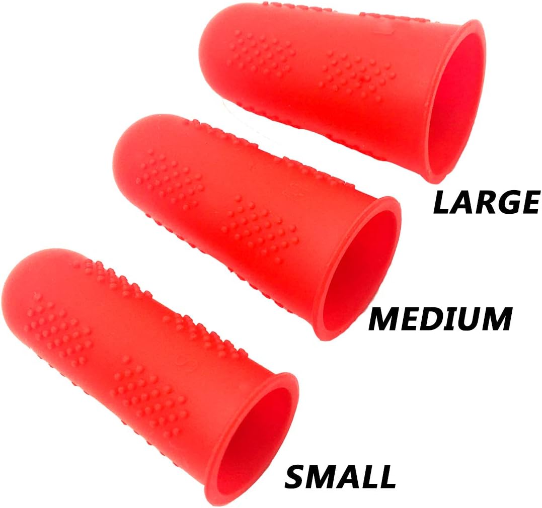 15 Pack Silicone Hot Glue Gun Finger Caps, 5 colors Finger Guard Protectors or Hot Glue Wax Rosin Resin Honey Adhesives Scrapbooking Sewing in 3 Sizes-Red/Blue/Yellow/Orange/Green