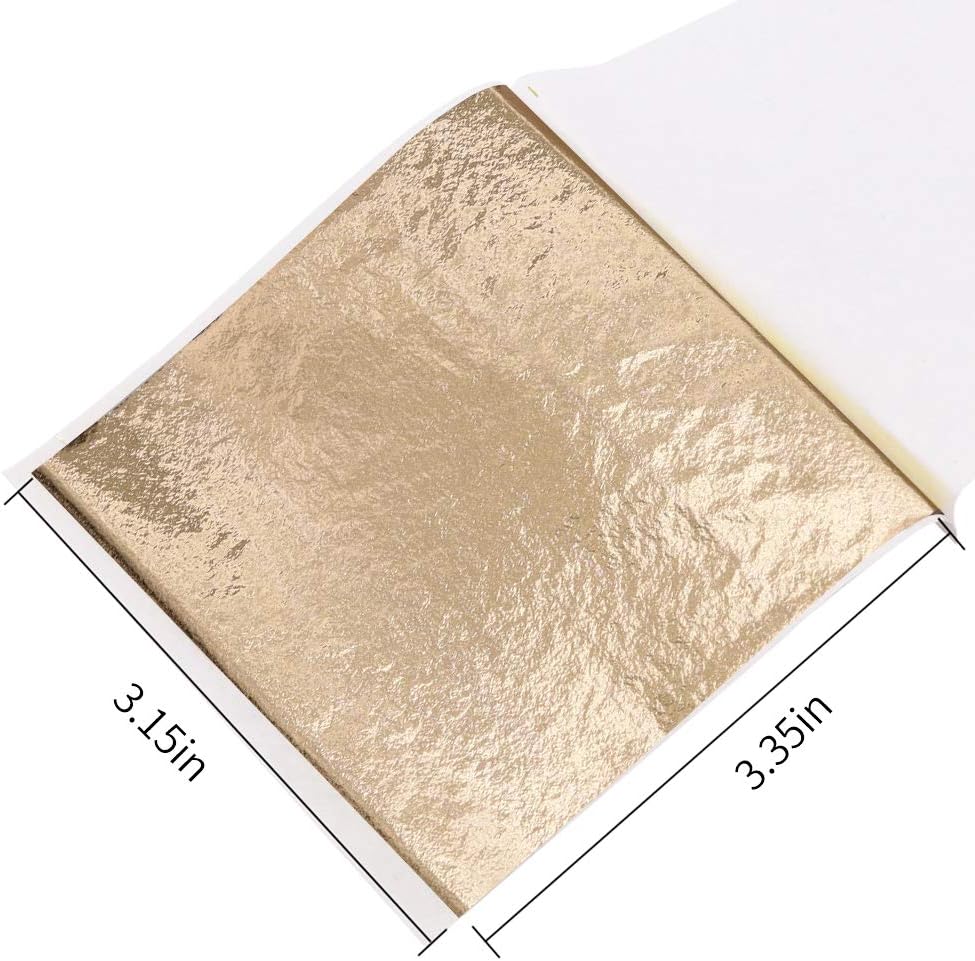 KINNO Gold Leaf Sheets - Champagne Gold Foil Paper 500 Sheets for Picture Frames, Sculpture, Handcrafts, Furniture, Arts Decoration, Gilding, Nails, Paintings, 3.15 by 3.35 Inches