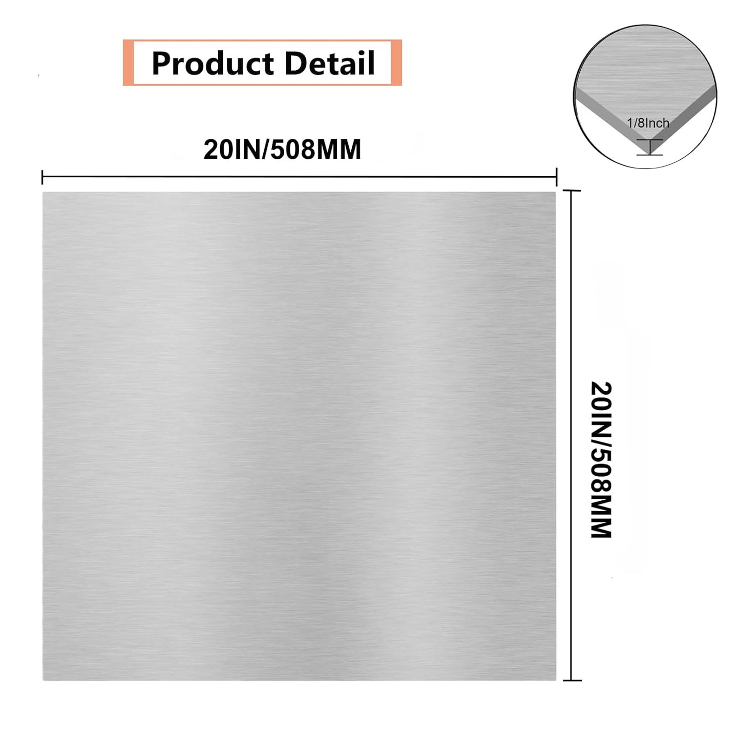 6061 T651 Aluminum Sheet Metal 20 x 20 x 1/8 (0.125”) Inch Flat Plain Aluminum Plate Covered with Protective Film, Heat Treatable Rectangle 3MM Aluminum Metal Plate for Crafting, Industrial