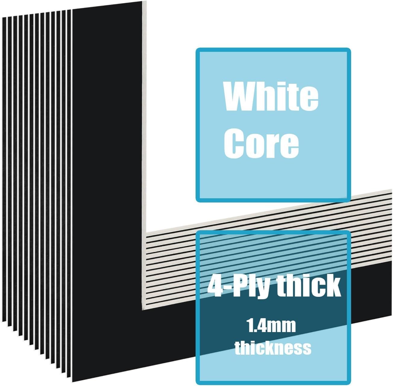 Egofine 8x10 Black Picture Mats Pack of 11, Frame Mattes for 5x7 Pictures, Acid Free, 1.2mm Thickness, with Core Bevel Cut