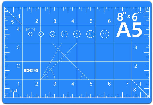 DIYSELF Cutting Mat 8in×6in, Self Healing Cutting Mat, A5 Rotary Cutting Mats for Crafts Sewing Hobby Fabric Project, 5-Ply Craft Cutting Board Double Sided, Craft Mat for Quilting