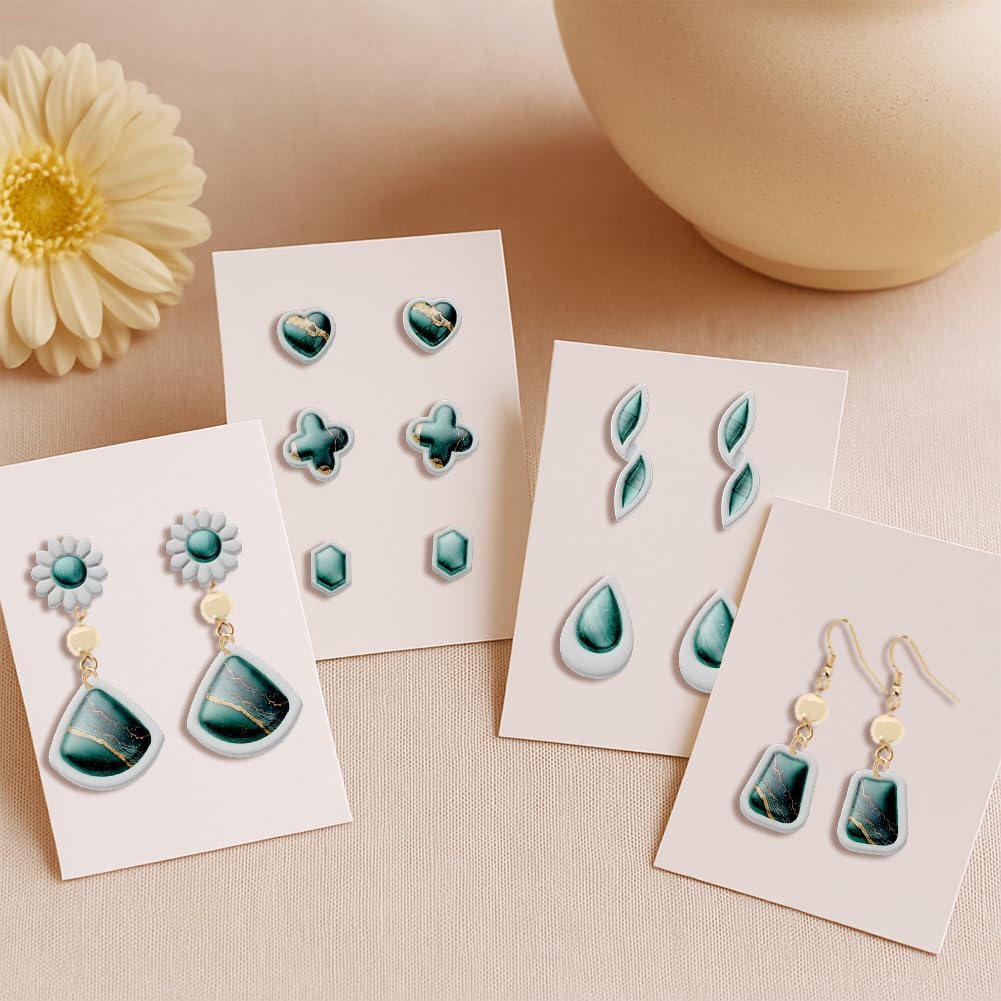 Polymer Clay Cutters - 22 Shapes Gemstone Earrings, Gemstone Polymer Clay Cutters for Jewelry, Earring Making Kit with Storage Box